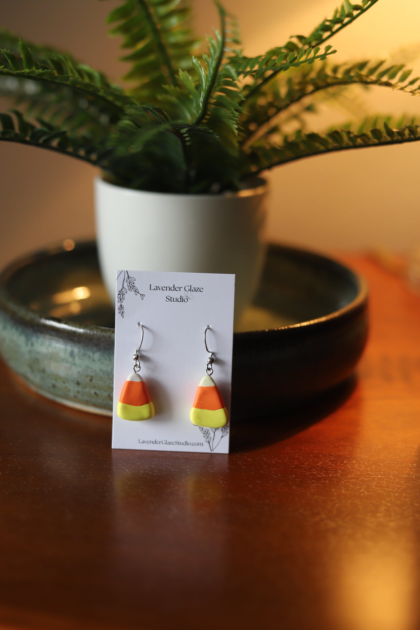Candy Corn Polymer Clay Earrings